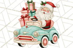 Vintage Pinkmas Clipart PNG Retro Pink Santa Characters Product Image 2