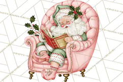 Vintage Pinkmas Clipart PNG Retro Pink Santa Characters Product Image 3