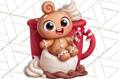 Gingerbread Christmas Clipart PNG, Cute Cocoa Characters Product Image 3