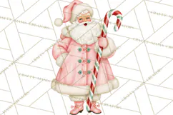 Vintage Pinkmas Clipart PNG Retro Pink Santa Characters Product Image 4