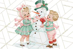 Vintage Pinkmas Clipart PNG Retro Pink Santa Characters Product Image 5