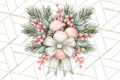 Vintage Pinkmas Props Clipart PNG Retro Ornament Graphic Product Image 6