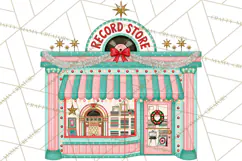 Vintage Pinkmas Storefront Clipart PNG Retro Christmas Product Image 6