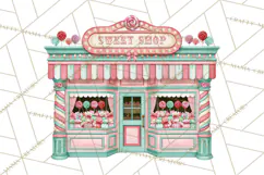 Vintage Pinkmas Storefront Clipart PNG Retro Christmas Product Image 7
