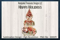 Vintage Happy Holidays Tiered Tray Sublimation PNG Product Image 2