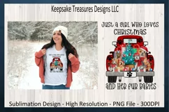 Girl Who Loves Christmas And Her Fur Babies Sublimation PNG Product Image 2