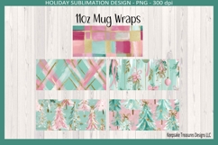 Christmas Preppy Pink and Mint 11oz Coffee Mug Wraps Product Image 1