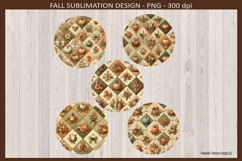 Autumn Pumpkin Patchwork Round Coasters Sublimation Png Product Image 2