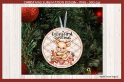 Baby&#039;s First Christmas, Reindeer Ornament, Sublimation Png Product Image 2