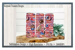4th of July, 20oz Straight Tumbler Wrap and Car Coaster PNG Product Image 1