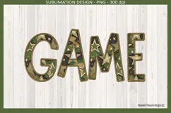 Faux Embroidery Green Camo and Stars, Sublimation Alphabet Product Image 3