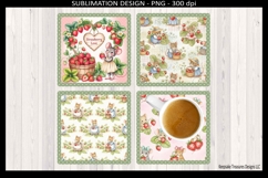 Cottagecore Strawberry Mouse Coasters PNG Sublimation design Product Image 2