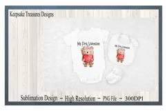 My First Valentine Girl Teddy Bear, Sublimation PNG Product Image 2
