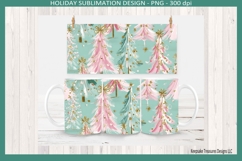 Christmas Preppy Pink and Mint 11oz Coffee Mug Wraps Product Image 2
