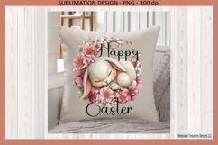 Happy Easter Sleeping Bunny Spring Floral Sublimation Png Product Image 2