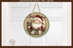 Merry Christmas Santa Round Door Sign PNG Holiday Decor Product Image 3
