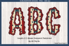 Stars &amp; Stripes Ruffle Alphabet,4th of July Sublimation Png Product Image 3