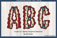 Stars & Stripes Ruffle Alphabet,4th of July Sublimation Png Product Image 3