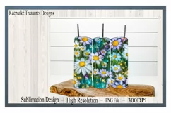Daisies and Wildflower 20oz Tumbler Wrap and Car Coaster PNG Product Image 1