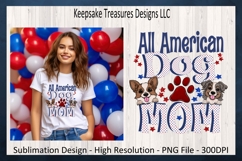 All American Dog Mom|Patriotic Dog Mom|Sublimation Tee Png Product Image 2