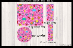 Retro Sticker Icons 20oz Straight Tumbler Wrap, Car Coaster Product Image 2