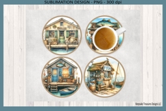 Rustic Fishing Shacks Sublimation Png Coasters Template Product Image 2