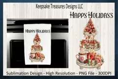 Vintage Happy Holidays Tiered Tray Sublimation PNG Product Image 4