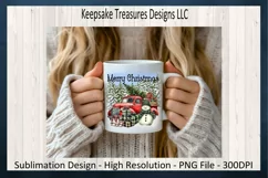 Merry Christmas Red Vintage Truck Winter Theme PNG Design Product Image 4