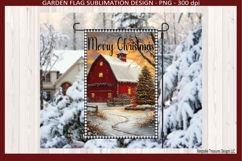 Merry Christmas Winter Barn Scene, Sublimation Template Product Image 3