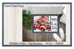 Patriotic Red Vintage Truck, Sublimation Doormat Template Product Image 1