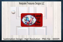 Land Of The Free, Butterfly Door Hanger, Sublimation PNG Product Image 4