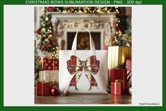 Christmas Bows Plaid Patchwork Sublimation Png Design Product Image 2