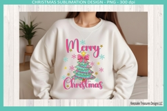 Modern Pink &amp; Mint Merry Christmas Png Sublimation Design Product Image 2