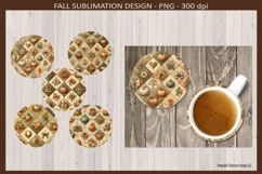 Autumn Pumpkin Patchwork Round Coasters Sublimation Png Product Image 1