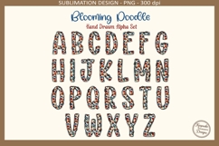 Blooming Doodle Alpha Set, Floral Alphabet Clipart PNG Product Image 1