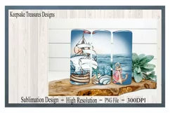 Ocean Illustration, 20oz Straight Tumbler Wrap, PNG Product Image 1
