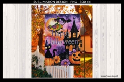 Happy Halloween Garden Flag, Flying Witch Sublimation Png Product Image 2
