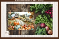 Harvest Blessings PNG, Fall Pumpkin Barn Cutting Board Product Image 3