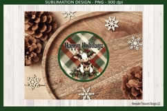 Merry Christmas Highland Cow Sublimation Ornament Template Product Image 5