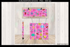 Retro Sticker Icons 20oz Straight Tumbler Wrap, Car Coaster Product Image 1