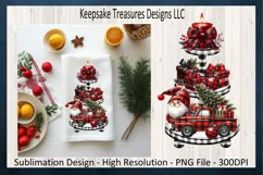 Santa Claus Vintage Truck Tiered Tray, Sublimation PNG Product Image 3