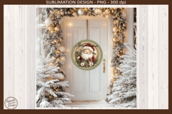 Merry Christmas Santa Round Door Sign PNG Holiday Decor Product Image 1