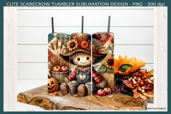 Cute Fall Scarecrow 20oz Straight Tumbler Wrap, Car Coasters Product Image 1