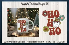 Retro Ho Ho Ho Santa Claus Illustration PNG Sublimation Product Image 4