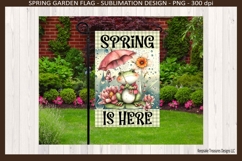 Spring Is Here Frog Garden Flag PNG Sublimation Design Product Image 4
