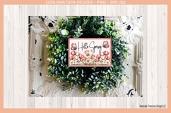 Hello Spring Floral Door Sign Png, Sublimation Printable Product Image 4