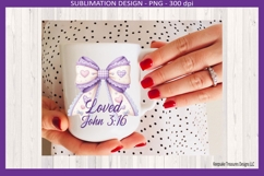 Valentine Coquette Bow, Loved John 3:16 Sublimation Png Product Image 3