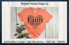 Faith Hope And Love, Heart Shape, Sublimation PNG Design Product Image 4