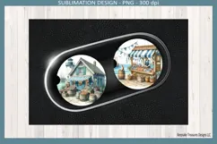 Old Fisherman’s Treasures seaside shop illustration with fishing gear and coastal decor