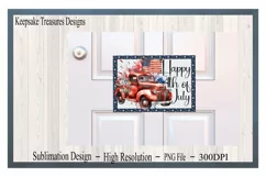 Patriotic Red Vintage Truck, Sublimation Doormat Template Product Image 3